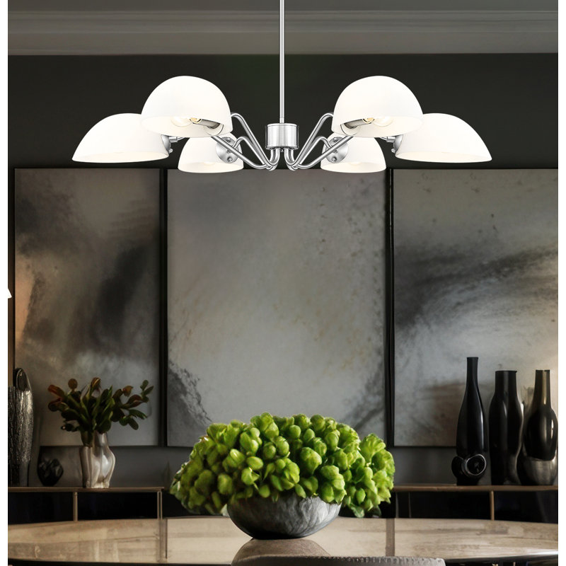 Lustre 6 lumières breton en nickel brossé, Nickel brossé