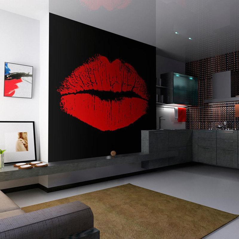 Panneau mural L 13 pi x l 122 po Sensual Lips, L 121,7 po x l 157,5 po