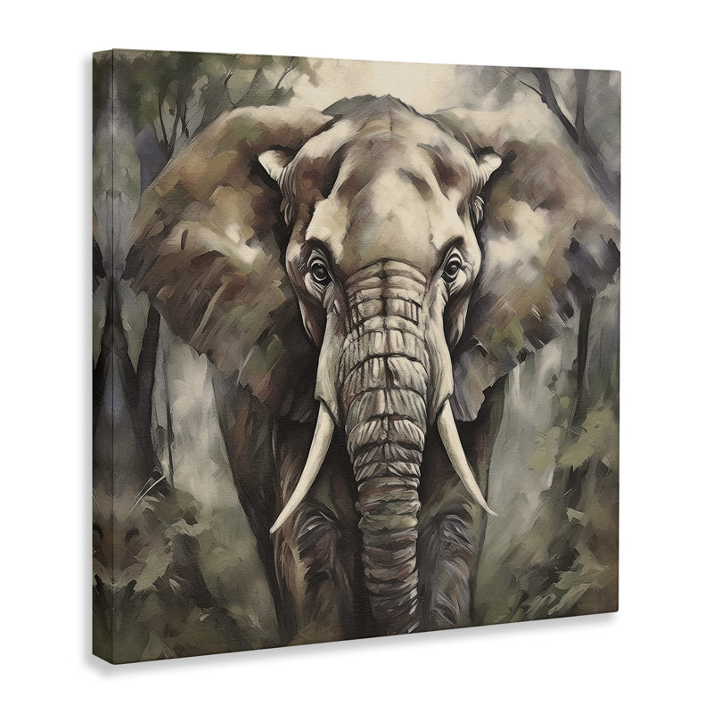 «Grey Elephant Portrait», art mural sur toile par Noah Bay, H 24 po x l 24 po