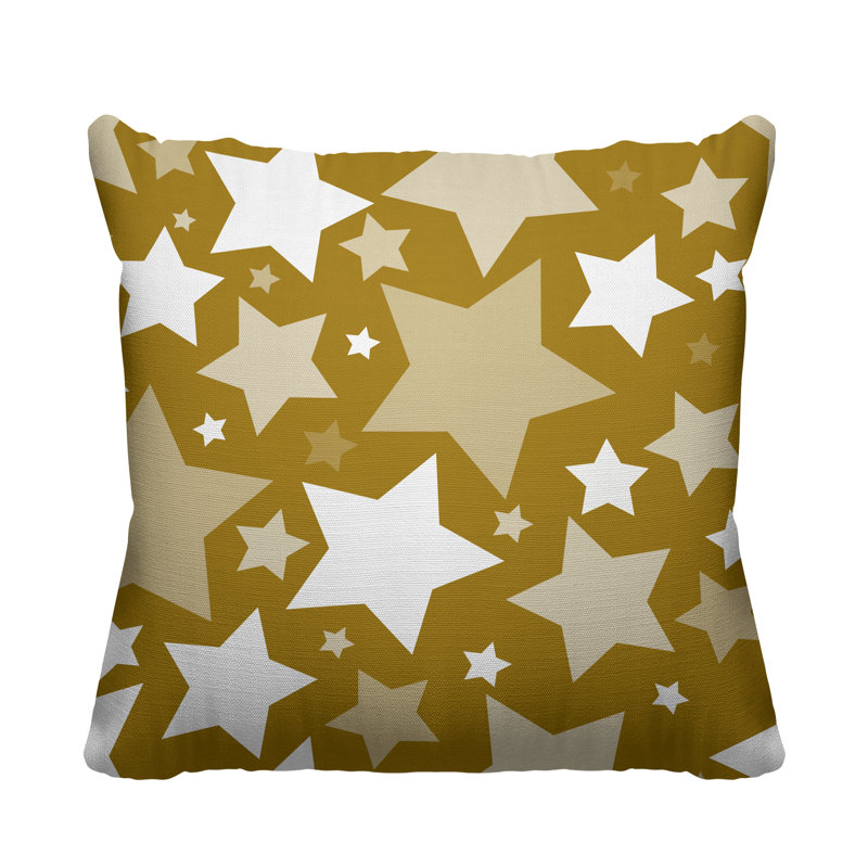 Coussin décoratif intérieur / extérieur Christmas Stars, Or, L 17 po x H 17 po