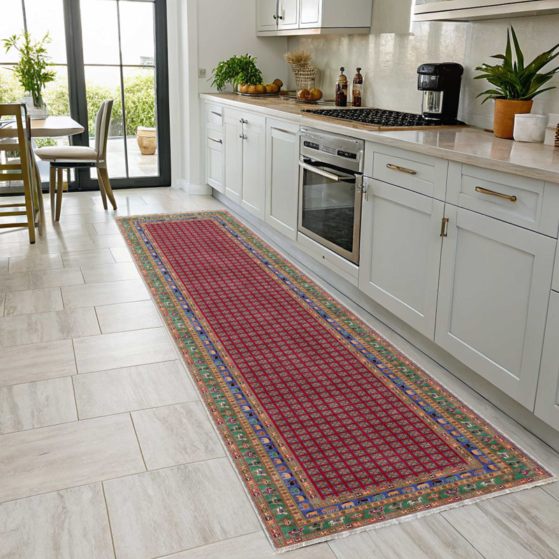 Tapis en chenille de coton bleu pastel pastel Lacasa, Carré 3 pi 4 po