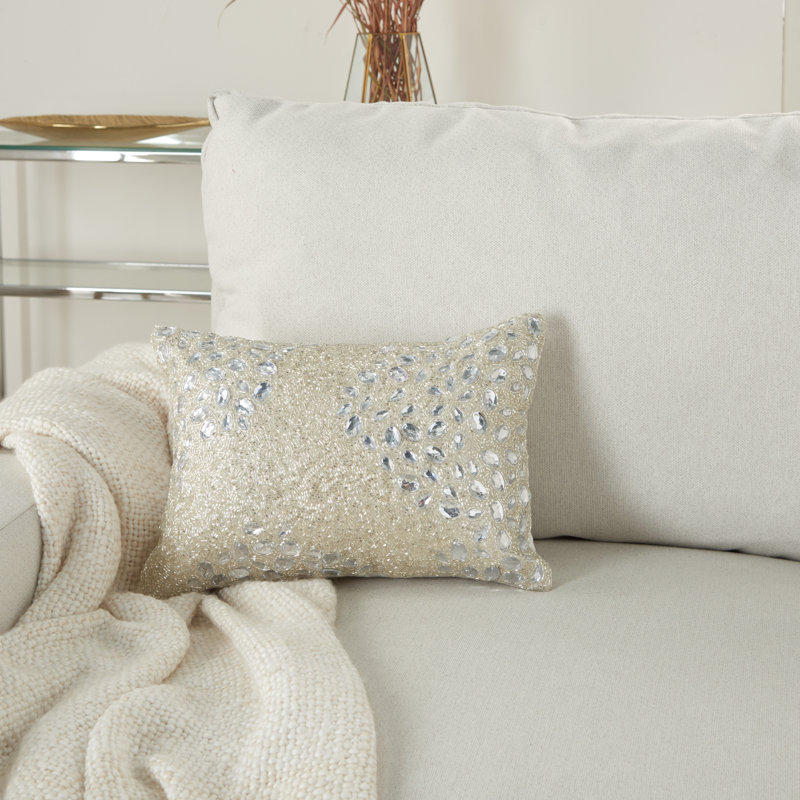 Appliqued Throw Pillow, Silver