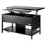 Table basse Lift Up, table basse rectangulaire de 39,4 po avec tiroirs de rangement, table basse avec station de charge et lumière USB et DEL, compartiments cachés et tablette ouverte pour le salon, la maison, le bureau, noir
