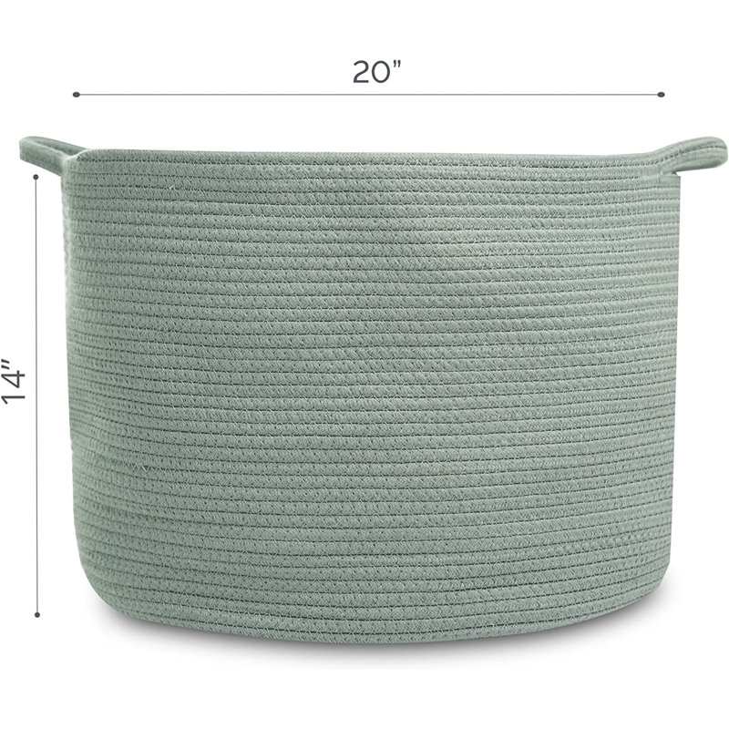 Panier à linge en coton, H 14 po x l 20 po x P 20 po, Vert clair