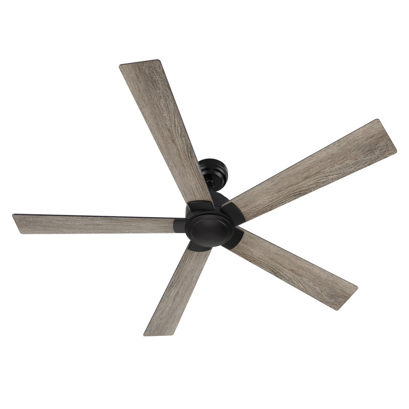 Ventilateur de plafond 60 po sans lumière, télécommande, Gris avec pales en chêne