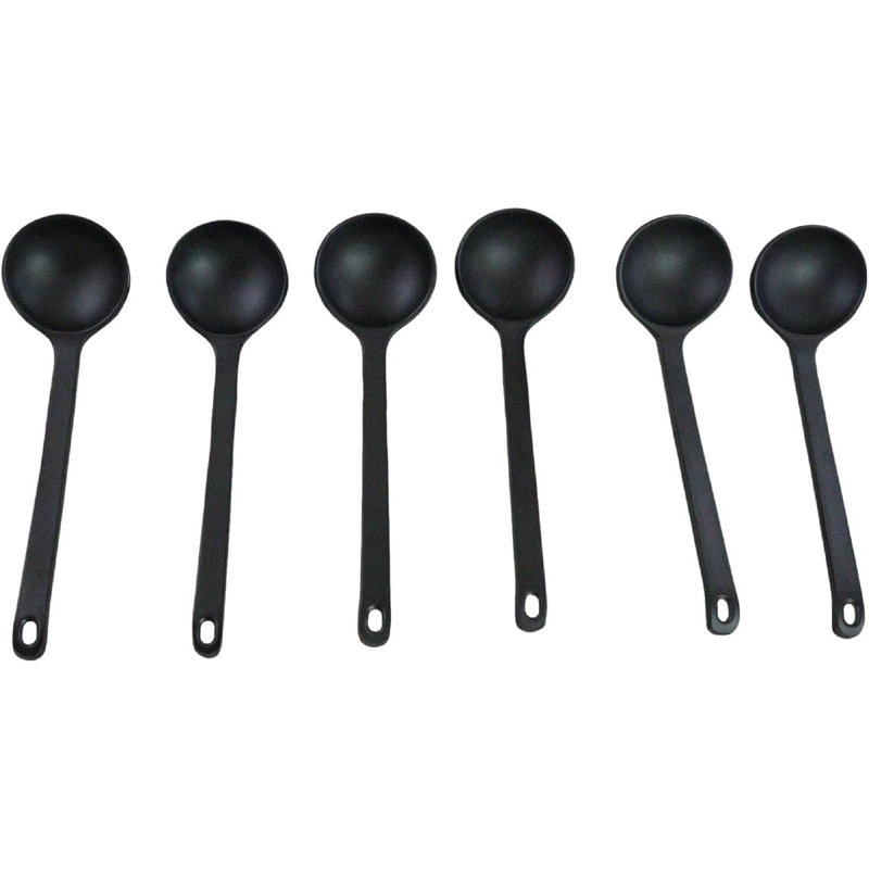 Paquet de 6 cuillères à mélanger striées en mélamine noir mat