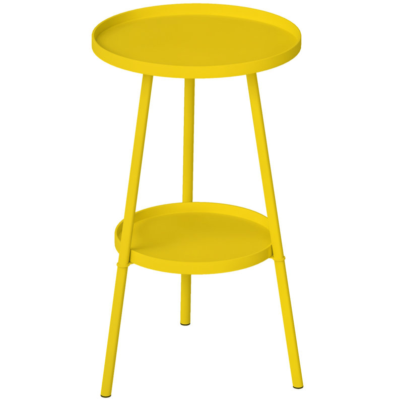 Round Metal Outdoor Side Table , 32cm cm W 32cm cm D, Yellow