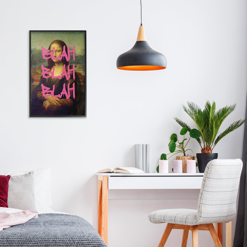 «Graffiti Over Mona Lisa», giclée encadrée, design par Masters Redux, H 18 po x l 12 po, Giclée encadrée noir minuit