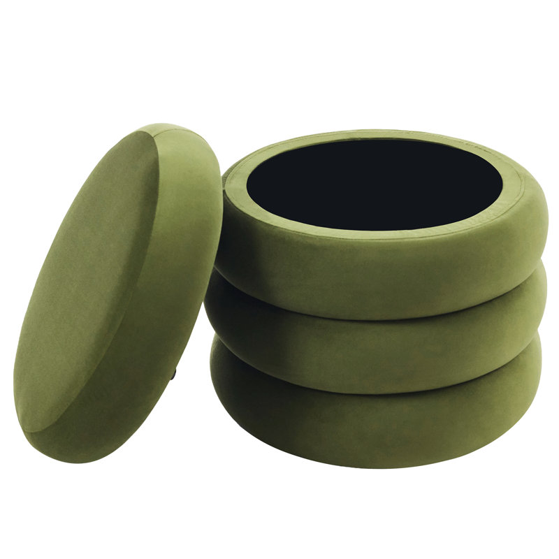Leiani 51.1cm Wide Tufted Standard Ottoman, Green Velvet