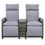 Double extérieur gris avec bois, repose-pieds réglable et fauteuil de patio toutes saisons, tissu, protection convenant au porche-673773226