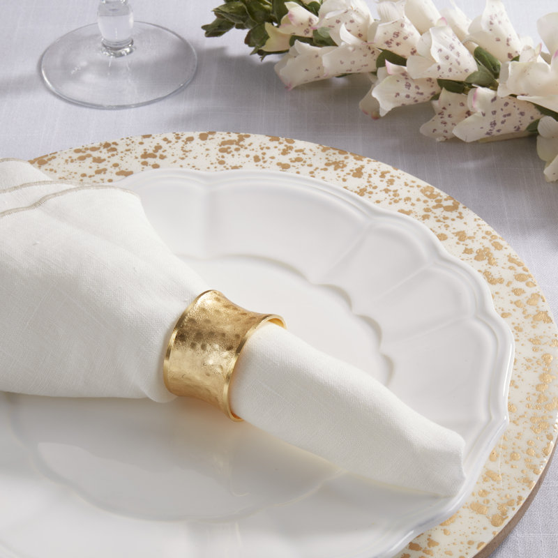 Porte-serviettes de table avec motif martelé (ensemble de 4), Doré
