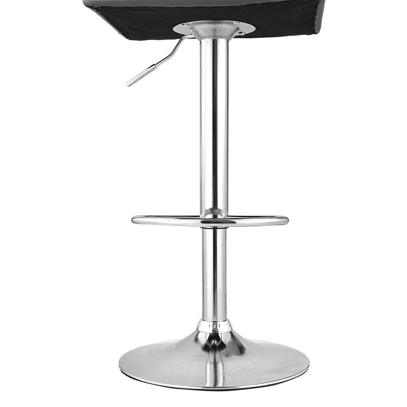 Shayna Swivel Upholstered Adjustable Height Counter Stool with Metal Frame, Silver, Black/Leather