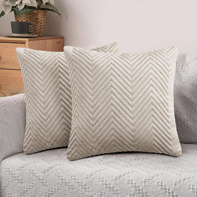 Ultra Soft Embossed Quilted Velvet Throw Cushion Covers for Sofa, Couch, & Bedroom Décor - Hidden Zipper, Machine Washable & Crushed Velvet