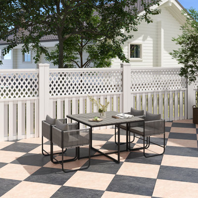 Rectangular 7 - Piece 4 - Person 110Cm L Outdoor Table Set