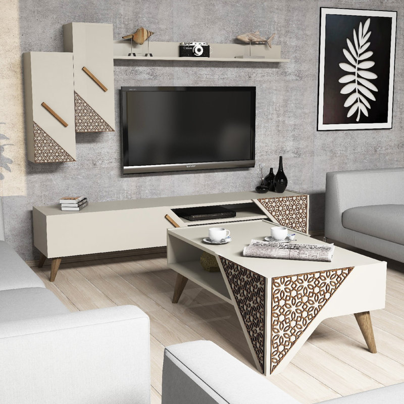 Abbas Unfinished Entertainment Centre for TVs up to 78", Cream