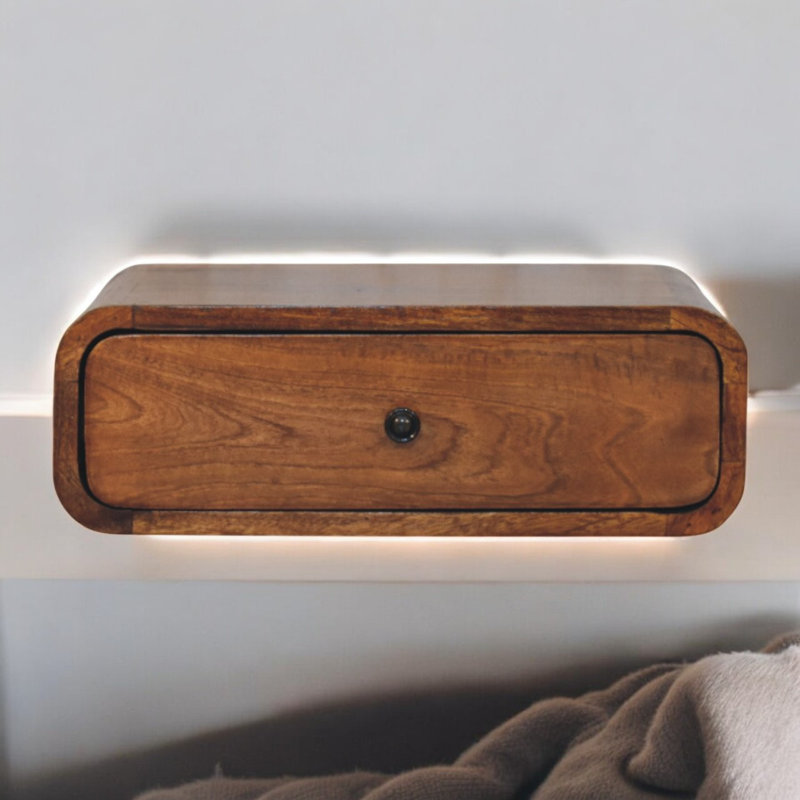 Avora Wall-mounted Chestnut 1 Drawer Nightstand