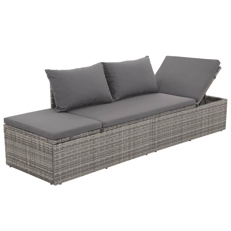 Lit de détente en polyéthylène gris foncé et gris, Dark Gray/Gray