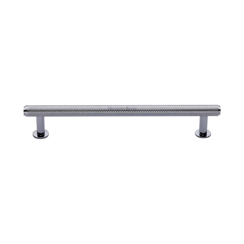 Heritage Brass Heritage Cabinet Pull Knurled Design with Rose, 16cm, Polished Chrome
