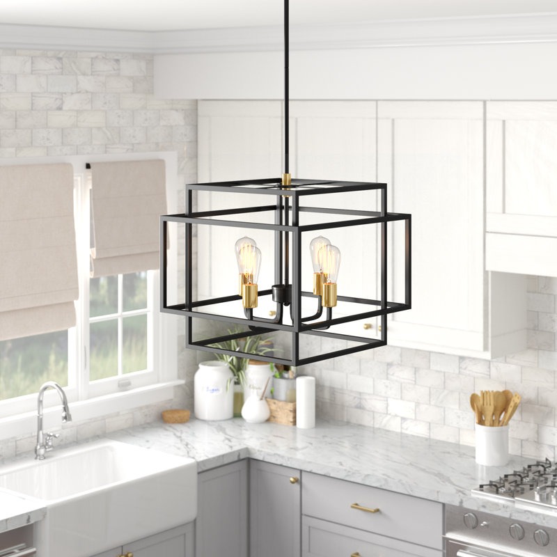Luminaire suspendu carré unique à 4 lumières Mccluskey