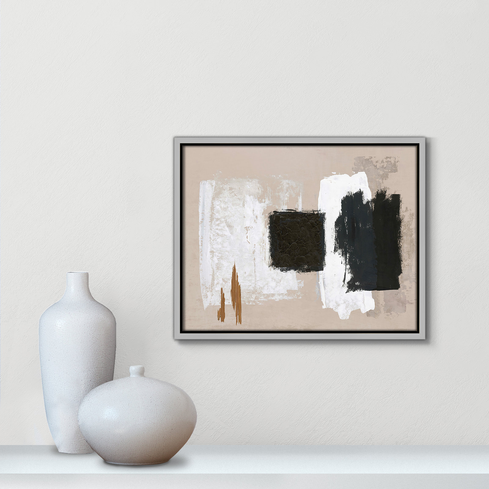 Imone "Golden Slate" Painting, 12.5" H x 15.5" W, Silver