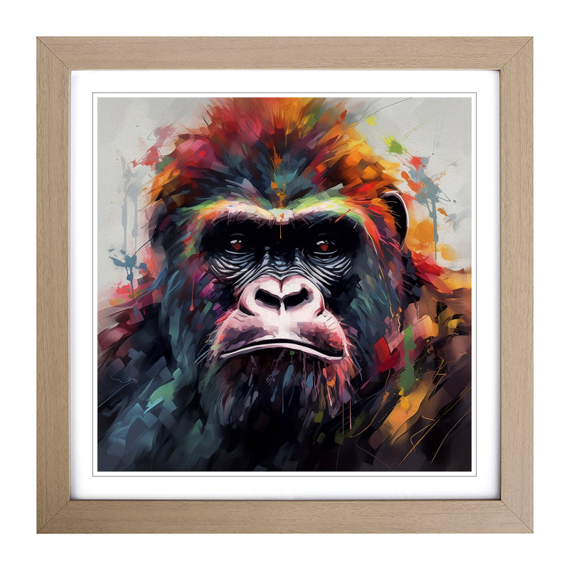Gorilla Abstract No.1 - Framed Print, Oak