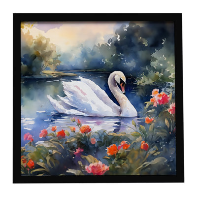 Cygne, reproduction métallique encadrée