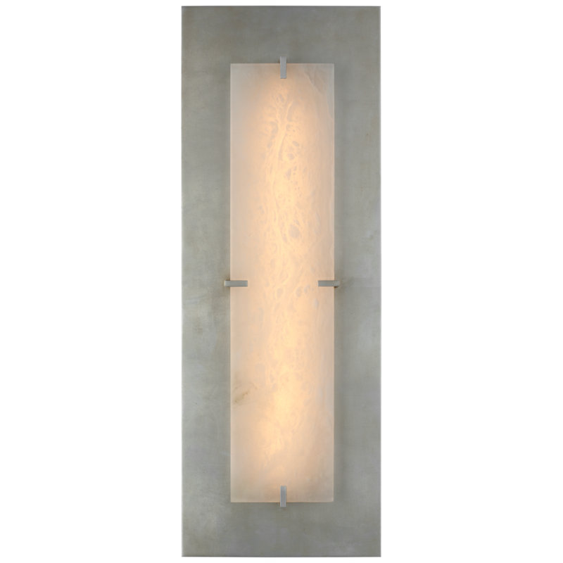 AERIN Dominica Large Rectangle Sconce, Burnished Silver Leaf/Alabaster