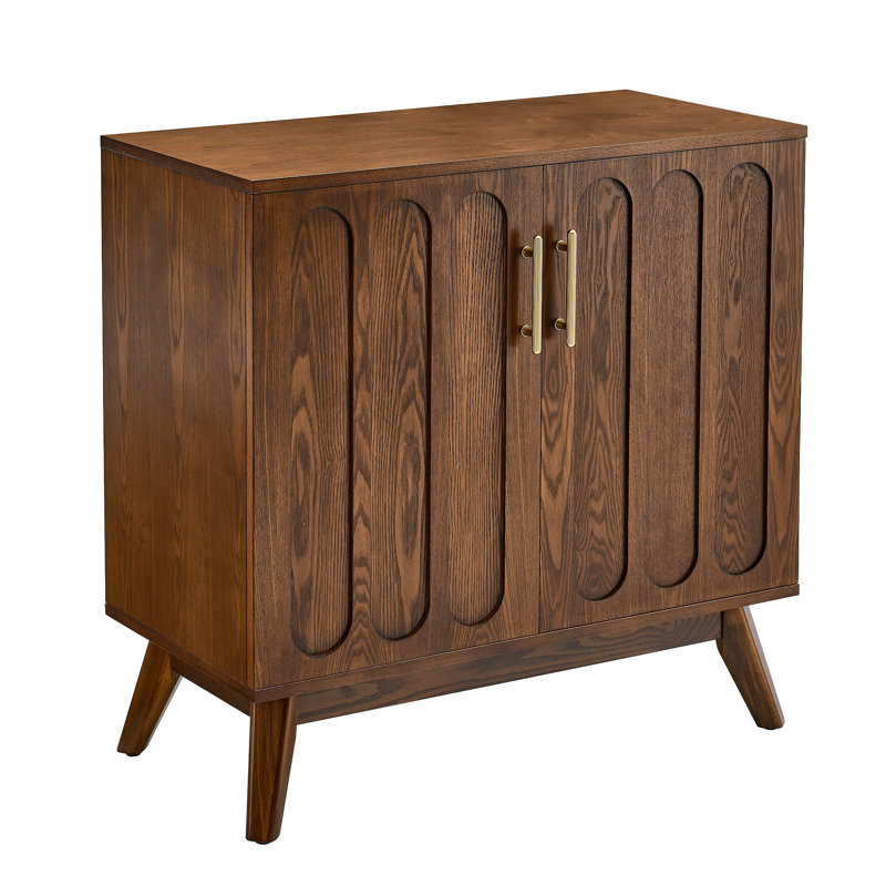 Buffet avec tablettes réglables et pieds en bois massif de style Mid-Century, Walnut