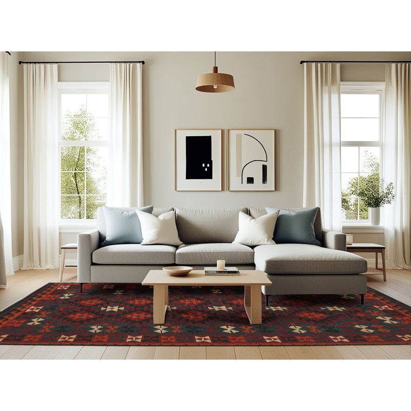 Tapis rouge à motif sud-ouest, Rectangle 6 pi x 9 pi