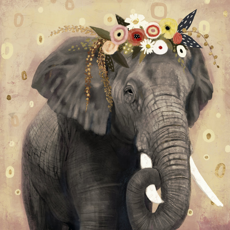 Éléphant Klimt I, H 20 po x l 20 po