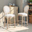 Ensemble de 2 chaises de salle à manger avec pieds sculptés et revêtement en lin, chaise d'appoint de style français démontable