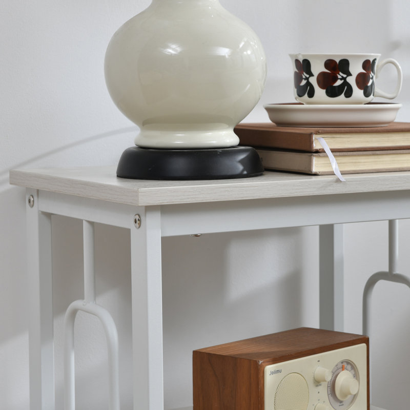 Table de chevet à 3 niveaux de style industriel (ensemble de 2) - Disponible en finitions noire, dorée et blanche, Blanc