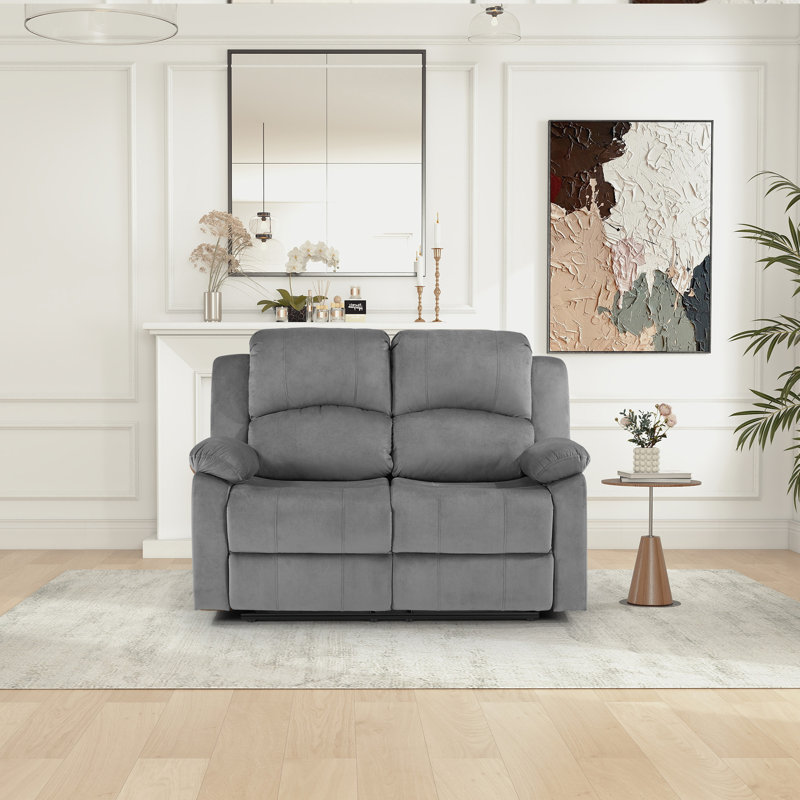  Canapé inclinable manuel moderne en microfibre avec dossier ultra doux et doux pour la peau, Bleu gris