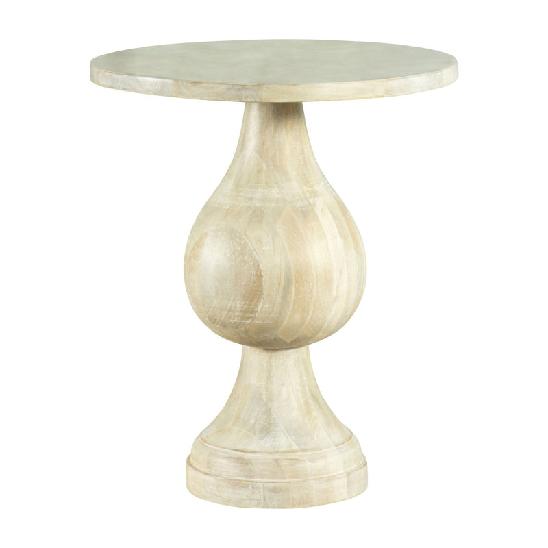 Serena Solid Wood End Table, White Washed