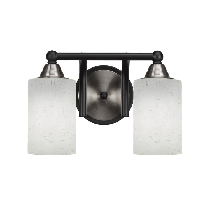 Éclairage pour meuble-lavabo à 2 lumières à intensité variable Michell, Noir mat / nickel brossé, Onyx tourbillon