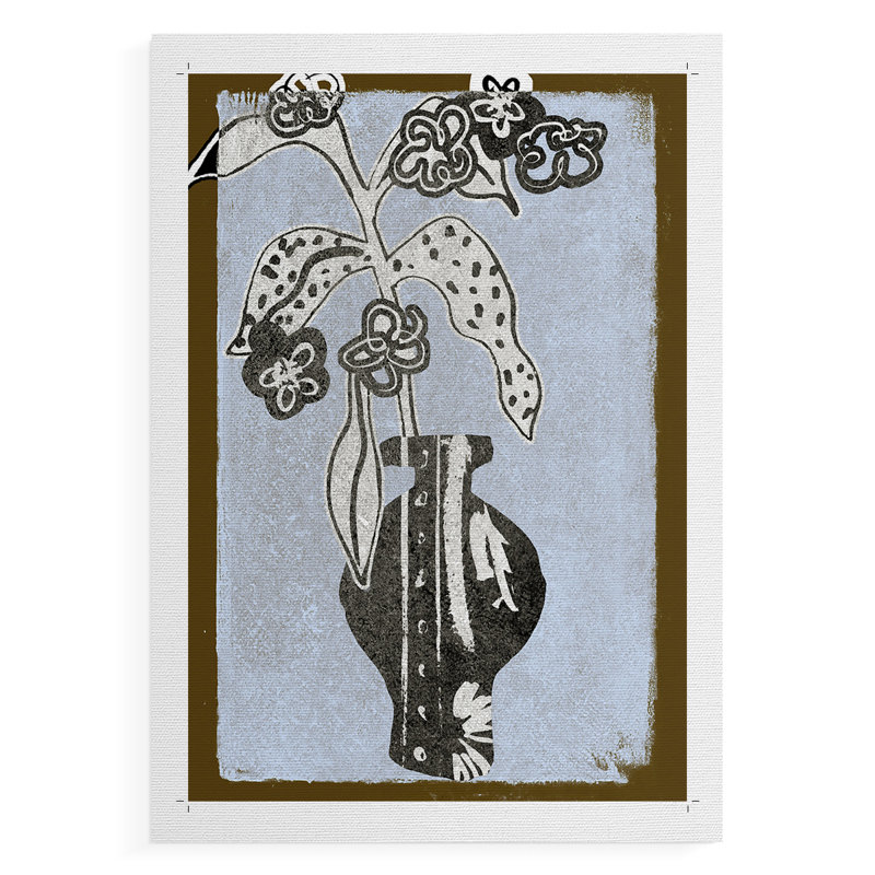 Fleurs graphiques dans un vase II - Impression sur toile seulement - NON-CADRE, H 12 po x l 8 po