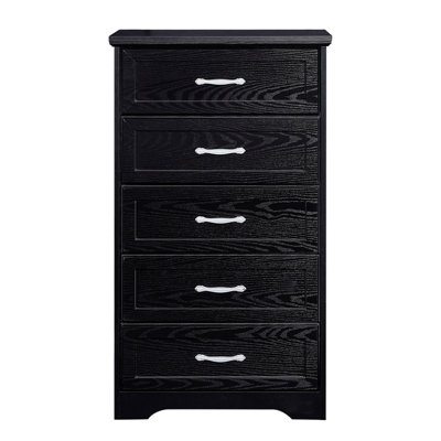 Modern 5 Tier Bedroom Chest Of Drawers, Dresser With Drawers,Black, 25.2?L*15.8?W*43.5?H -  Rebrilliant, 919B189443D140279A66050C3F8EF2BE