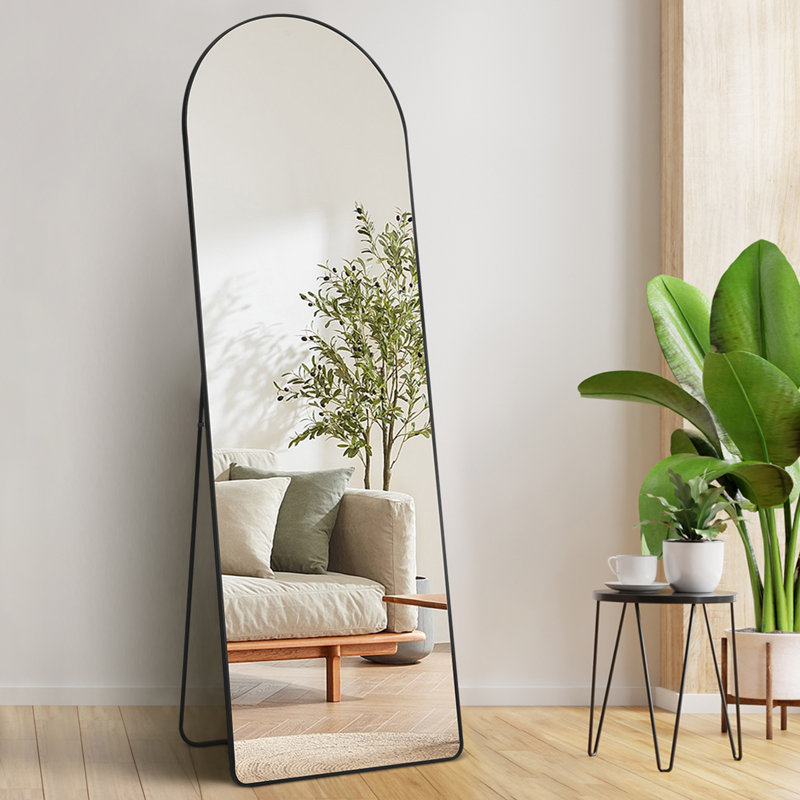 Metal Rectangle Mirror, 65" x 22", Black