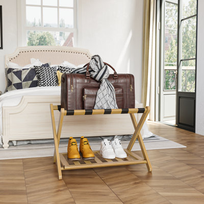 Folding Bamboo Luggage Rack