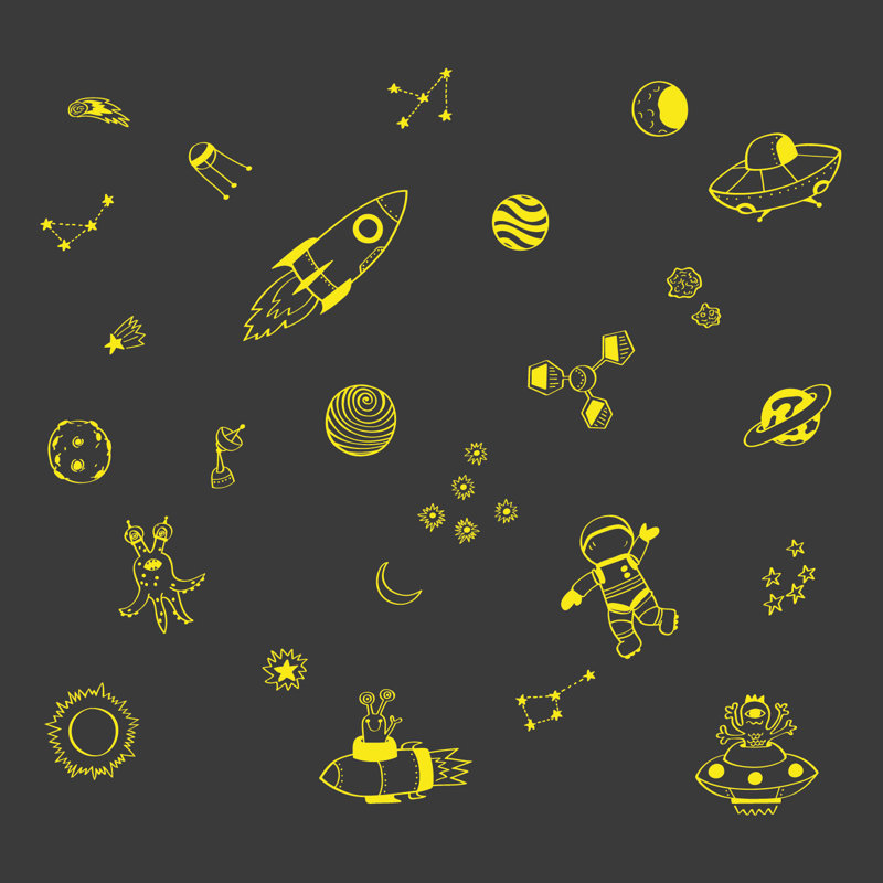 Space Doodles Wall Stickers, Yellow