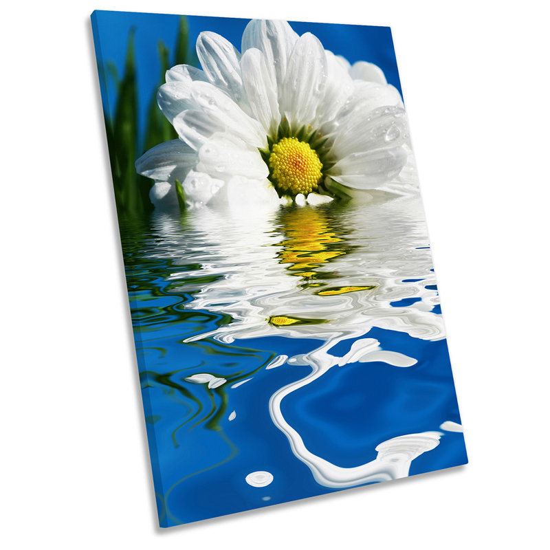Daisy Blue Floral Flower - Wrapped Canvas Print, 45.7cm H x 30.5cm W x 2cm D