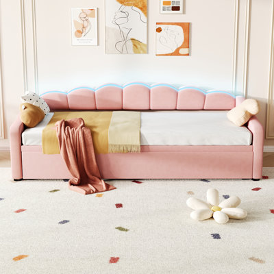 Upholstered Velvet Daybed with Trundle Bed