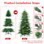 Arbre de Noël vert en PVC + PE avec pointes - arbre à charnières plein et luxuriant avec support en métal, assemblage facile, conception d'aiguille mixte réaliste-1879483004