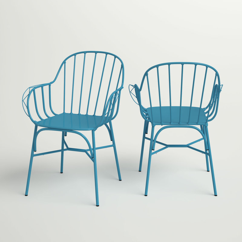 2 chaises de patio empilables Payson, Bleu marine mat