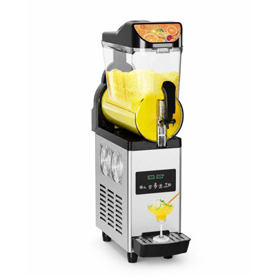 450W 15L Stainless Steel Commercial Slushy Maker, Dual-Mode Frozen Drink Machine with LED Panel & Self-Clean for Bar, Cafe & Home