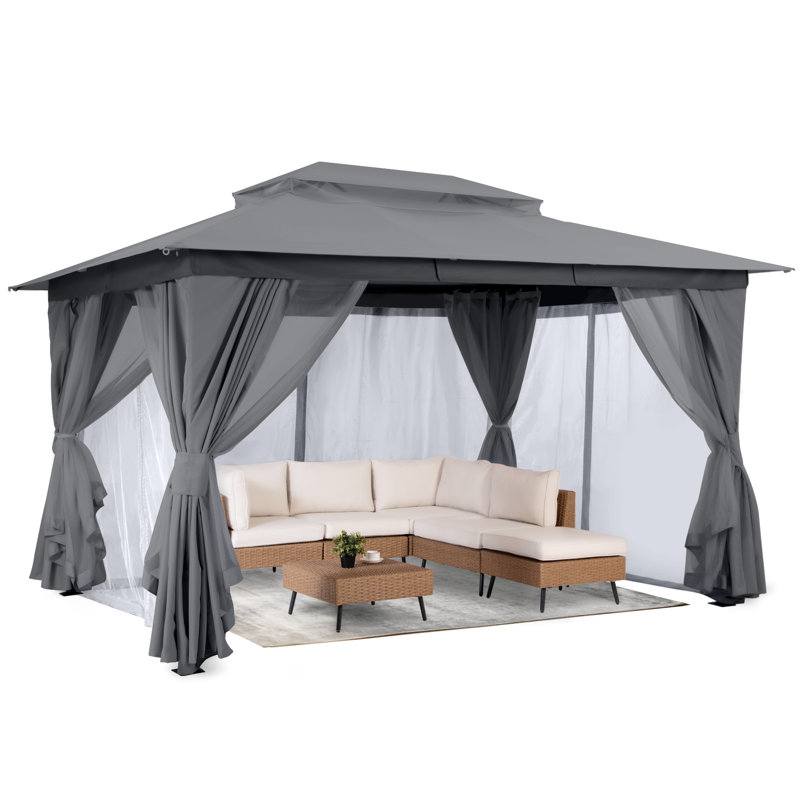 Lausaint Home 10'x13' Steel Patio Gazebo, Gray