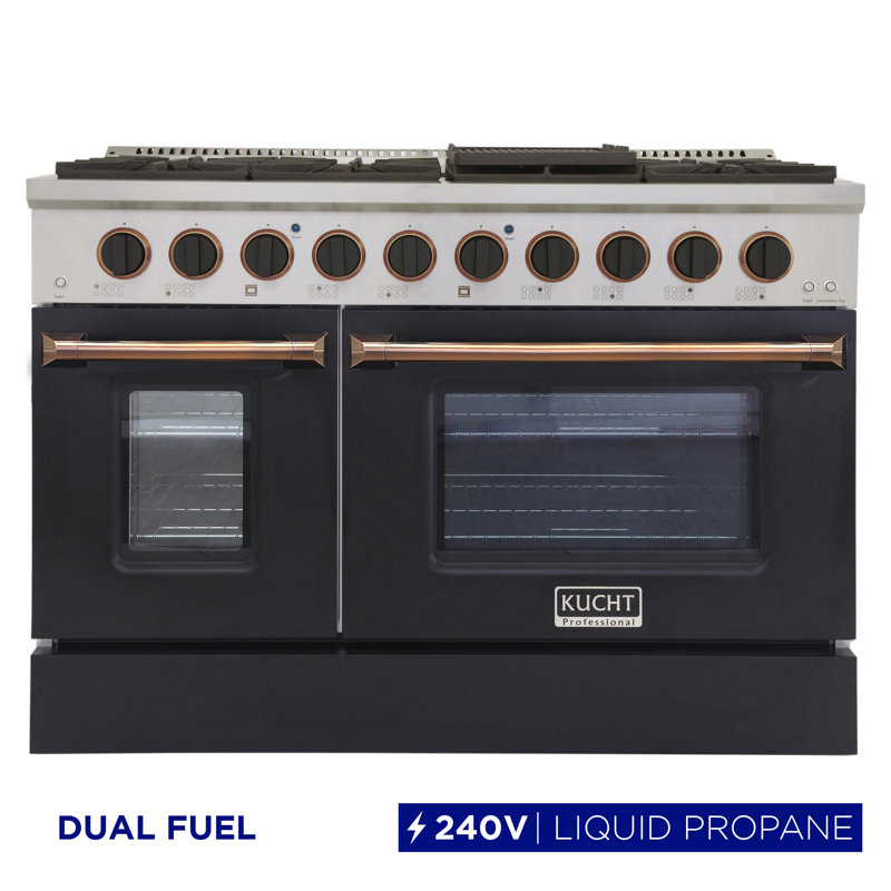 Kucht 48'' W Range, Black/Gold, Liquid Propane