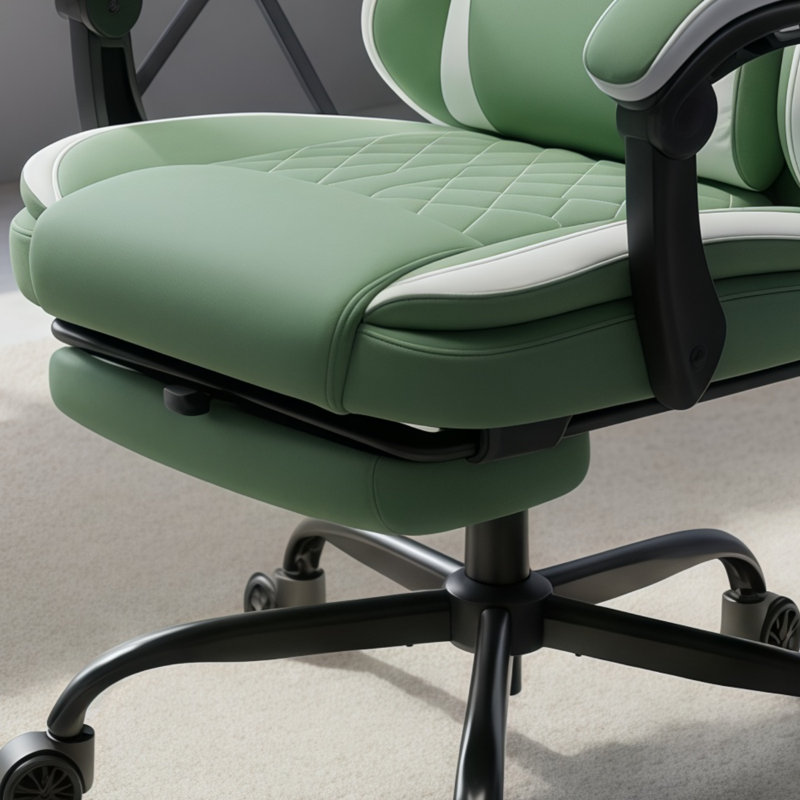 Green Adult-Sized Fabric Gaming Chair With A High-Back Ergonomic Design, Featuring A Footrest, Adjustable Headrest, And Massage Lumbar Support; 90-155° Free Tilt.