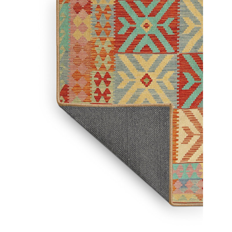 Tapis orange / jaune / vert Dure, Rectangle 5 pi x 7 pi