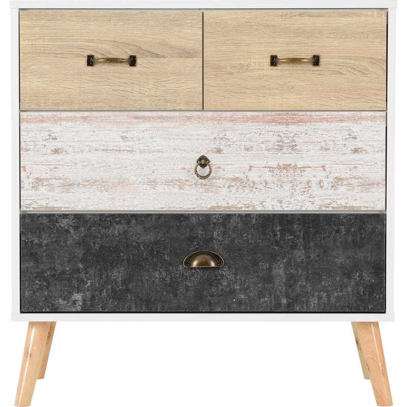 4 Drawer Chest Of Drawers, Oak/Cream